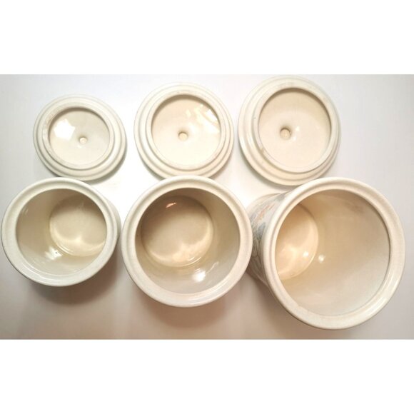 Vintage ALCO Ceramic Canister Trio – Made in Romania – Botanical Floral Design - Picture 14 of 16
